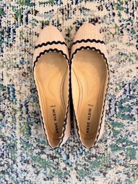 Anne Klein Raffia Ricrac Trim Ballet Flats